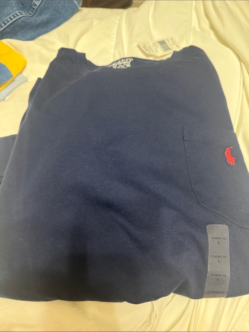 Polo by Ralph Lauren Navy Crewneck long sleeve tee with Red Pony